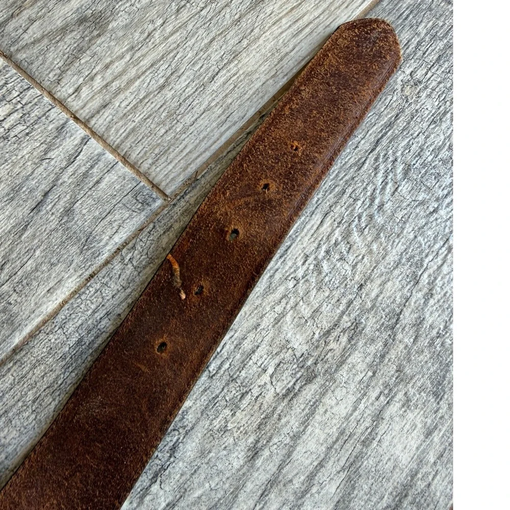 Justin Leather Western Belt 32 Brown Braided Concho Inlay Strap Mens Cowboy